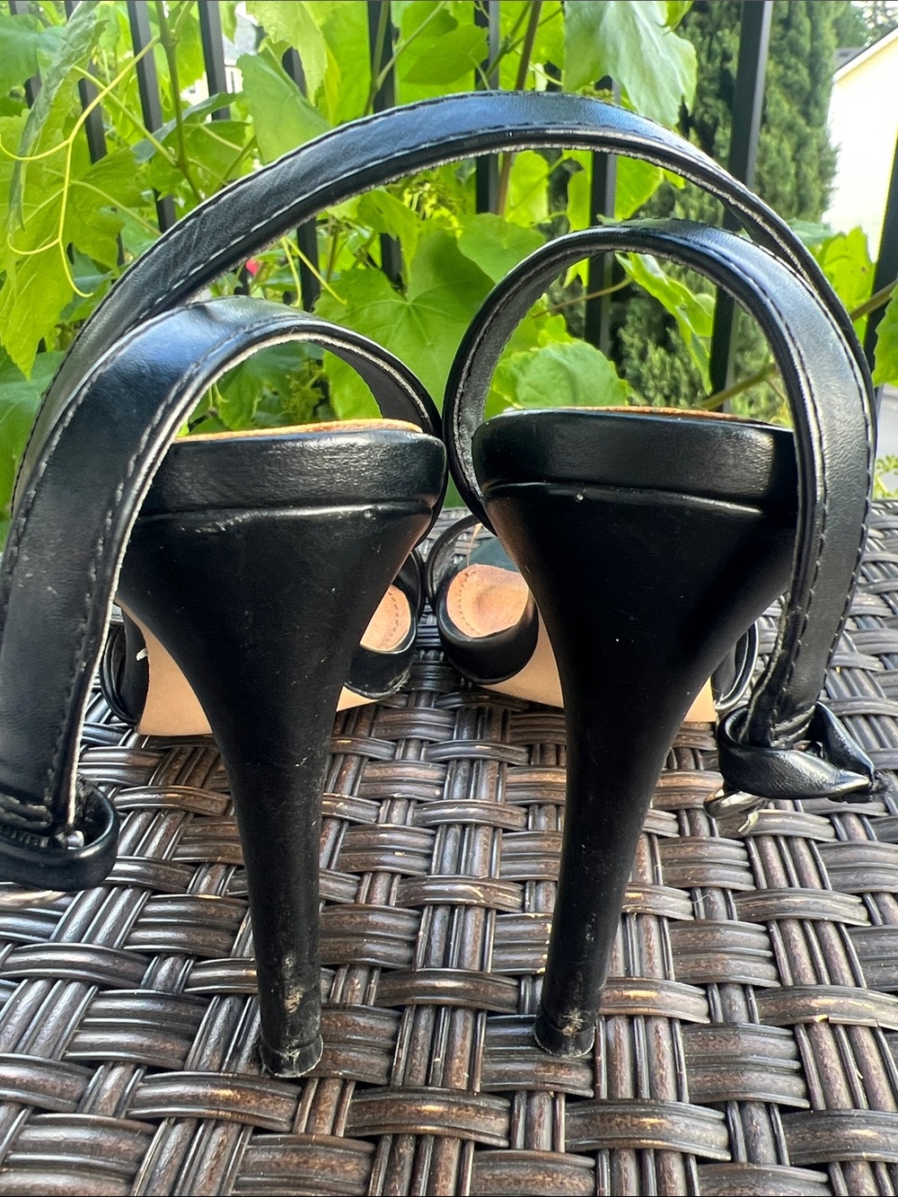 Steve Madden Black Faux Leather Reno Slingback Heels - Picture 6 of 12